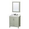 Custom image for Light Green with Brushed Nickel Trim / White Carrara Marble, Oval Sink / Medicine Cabinet