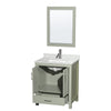 Custom image for Light Green with Brushed Nickel Trim / White Carrara Marble, Rectangular Sink / 24