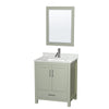 Custom image for Light Green with Brushed Nickel Trim / White Carrara Marble, Rectangular Sink / 24