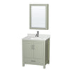 Custom image for Light Green with Brushed Nickel Trim / White Carrara Marble, Rectangular Sink / Medicine Cabinet