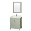 Custom image for Light Green with Brushed Nickel Trim / Giotto Quartz, Rectangular Sink / Medicine Cabinet
