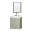 Custom image for Light Green with Brushed Nickel Trim / Giotto Quartz, Rectangular Sink / Medicine Cabinet