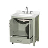 Custom image for Light Green with Brushed Nickel Trim / Giotto Quartz, Rectangular Sink / No Mirror
