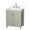 Custom image for Light Green with Brushed Nickel Trim / Giotto Quartz, Rectangular Sink / No Mirror