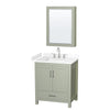 Custom image for Light Green with Brushed Nickel Trim / White Cultured Marble, Rectangular Sink / Medicine Cabinet