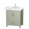 Custom image for Light Green with Brushed Nickel Trim / White Cultured Marble, Rectangular Sink / No Mirror