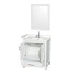 Custom image for White with Brushed Chrome Trim / Carrara Cultured Marble, Rectangular Sink / 24