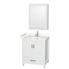 Custom image for White with Brushed Chrome Trim / Carrara Cultured Marble, Rectangular Sink / Medicine Cabinet