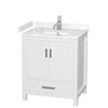 Custom image for White with Brushed Chrome Trim / Carrara Cultured Marble, Rectangular Sink / No Mirror