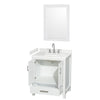 Custom image for White with Brushed Chrome Trim / Carrara Cultured Marble, Rectangular Sink / 24