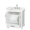 Custom image for White with Brushed Chrome Trim / Carrara Cultured Marble, Rectangular Sink / No Mirror