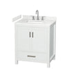 Custom image for White with Brushed Chrome Trim / Carrara Cultured Marble, Rectangular Sink / No Mirror