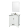 Custom image for White with Brushed Chrome Trim / White Carrara Marble, Oval Sink / 24