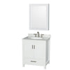 Custom image for White with Brushed Chrome Trim / White Carrara Marble, Oval Sink / Medicine Cabinet