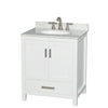 Custom image for White with Brushed Chrome Trim / White Carrara Marble, Oval Sink / No Mirror