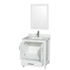 Custom image for White with Brushed Chrome Trim / White Carrara Marble, Rectangular Sink / 24