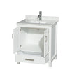 Custom image for White with Brushed Chrome Trim / White Carrara Marble, Rectangular Sink / No Mirror
