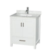 Custom image for White with Brushed Chrome Trim / White Carrara Marble, Rectangular Sink / No Mirror