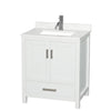 Custom image for White with Brushed Chrome Trim / Giotto Quartz, Rectangular Sink / No Mirror