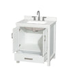 Custom image for White with Brushed Chrome Trim / Giotto Quartz, Rectangular Sink / No Mirror