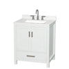 Custom image for White with Brushed Chrome Trim / Giotto Quartz, Rectangular Sink / No Mirror