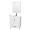 Custom image for White with Brushed Chrome Trim / White Cultured Marble, Rectangular Sink / Medicine Cabinet