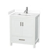 Custom image for White with Brushed Chrome Trim / White Cultured Marble, Rectangular Sink / No Mirror