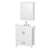 Custom image for White with Brushed Chrome Trim / White Cultured Marble, Rectangular Sink / Medicine Cabinet