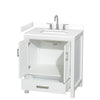Custom image for White with Brushed Chrome Trim / White Cultured Marble, Rectangular Sink / No Mirror