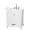 Custom image for White with Brushed Chrome Trim / White Cultured Marble, Rectangular Sink / No Mirror