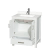 Custom image for White with Brushed Chrome Trim / White Quartz, Rectangular Sink / No Mirror