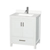 Custom image for White with Brushed Chrome Trim / White Quartz, Rectangular Sink / No Mirror