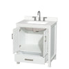Custom image for White with Brushed Chrome Trim / White Quartz, Rectangular Sink / No Mirror