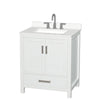 Custom image for White with Brushed Chrome Trim / White Quartz, Rectangular Sink / No Mirror