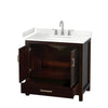 Custom image for Espresso with Brushed Chrome Trim / Carrara Cultured Marble, Rectangular Sink / No Mirror