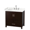 Custom image for Espresso with Brushed Chrome Trim / Carrara Cultured Marble, Rectangular Sink / No Mirror