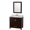 Custom image for Espresso with Brushed Chrome Trim / White Carrara Marble, Oval Sink / Medicine Cabinet
