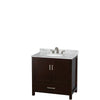 Custom image for Espresso with Brushed Chrome Trim / White Carrara Marble, Oval Sink / Medicine Cabinet