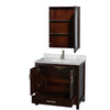 Custom image for Espresso with Brushed Chrome Trim / White Carrara Marble, Rectangular Sink / Medicine Cabinet