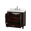Custom image for Espresso with Brushed Chrome Trim / Giotto Quartz, Rectangular Sink / No Mirror