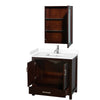 Custom image for Espresso with Brushed Chrome Trim / White Cultured Marble, Rectangular Sink / Medicine Cabinet