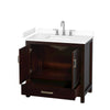 Custom image for Espresso with Brushed Chrome Trim / White Cultured Marble, Rectangular Sink / No Mirror