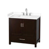 Custom image for Espresso with Brushed Chrome Trim / White Cultured Marble, Rectangular Sink / No Mirror