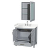 Custom image for Gray with Brushed Chrome Trim / Carrara Cultured Marble, Rectangular Sink / Medicine Cabinet
