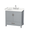 Custom image for Gray with Brushed Chrome Trim / Carrara Cultured Marble, Rectangular Sink / No Mirror