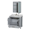Custom image for Gray with Brushed Chrome Trim / White Carrara Marble, Oval Sink / Medicine Cabinet