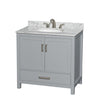 Custom image for Gray with Brushed Chrome Trim / White Carrara Marble, Oval Sink / No Mirror