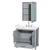 Custom image for Gray with Brushed Chrome Trim / White Cultured Marble, Rectangular Sink / Medicine Cabinet