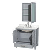 Custom image for Gray with Brushed Chrome Trim / White Quartz, Rectangular Sink / Medicine Cabinet