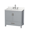Custom image for Gray with Brushed Chrome Trim / White Quartz, Rectangular Sink / No Mirror